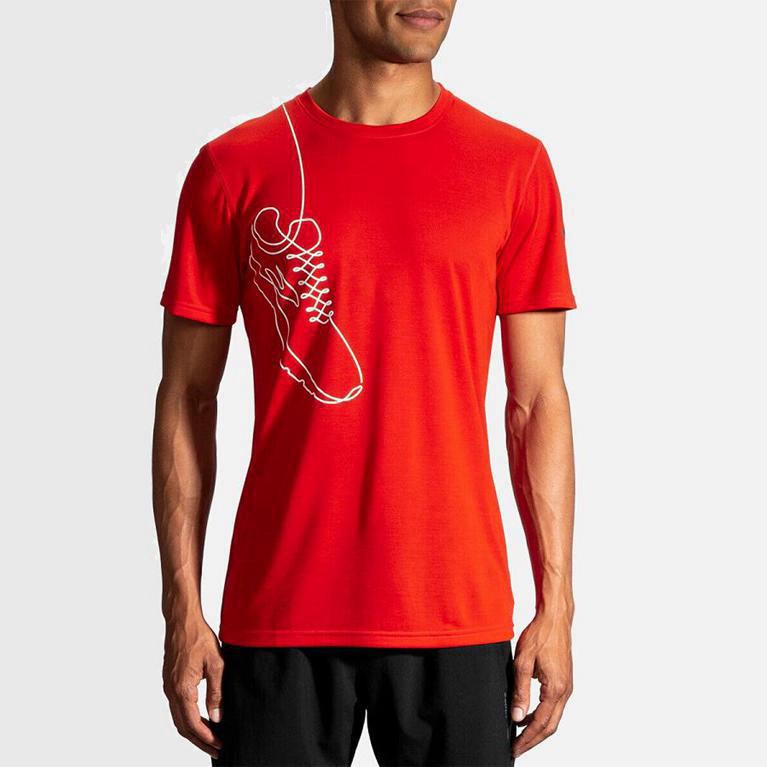 Brooks Distance Graphic Hombre Camisetas Manga Corta - Rojos (2801HRUOZ)